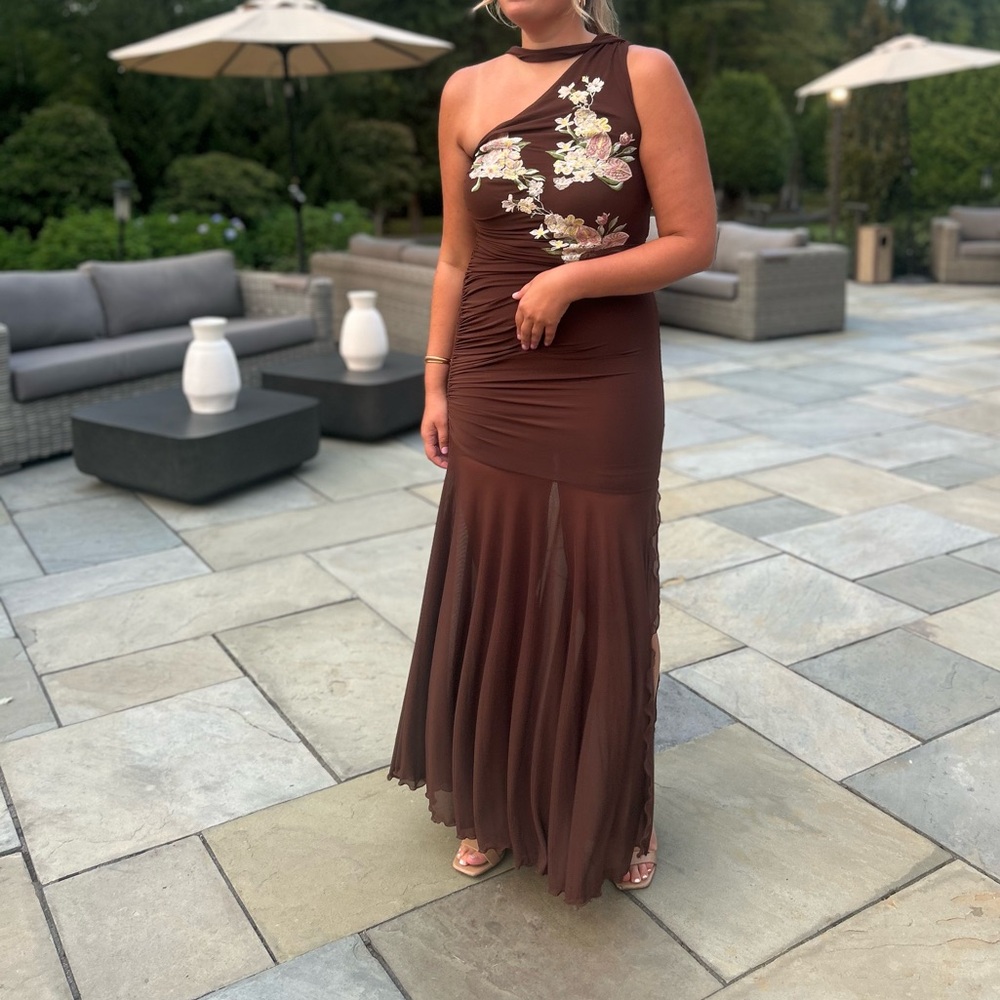 Free People Chocolate One-Shoulder Formal Dress
